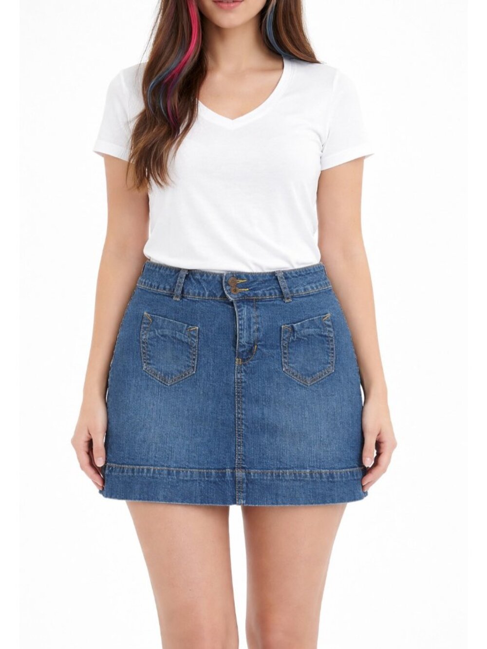 Route 66 Denim Skirt Womens Size 13 14 Blue Jean Mini Stretch Casual